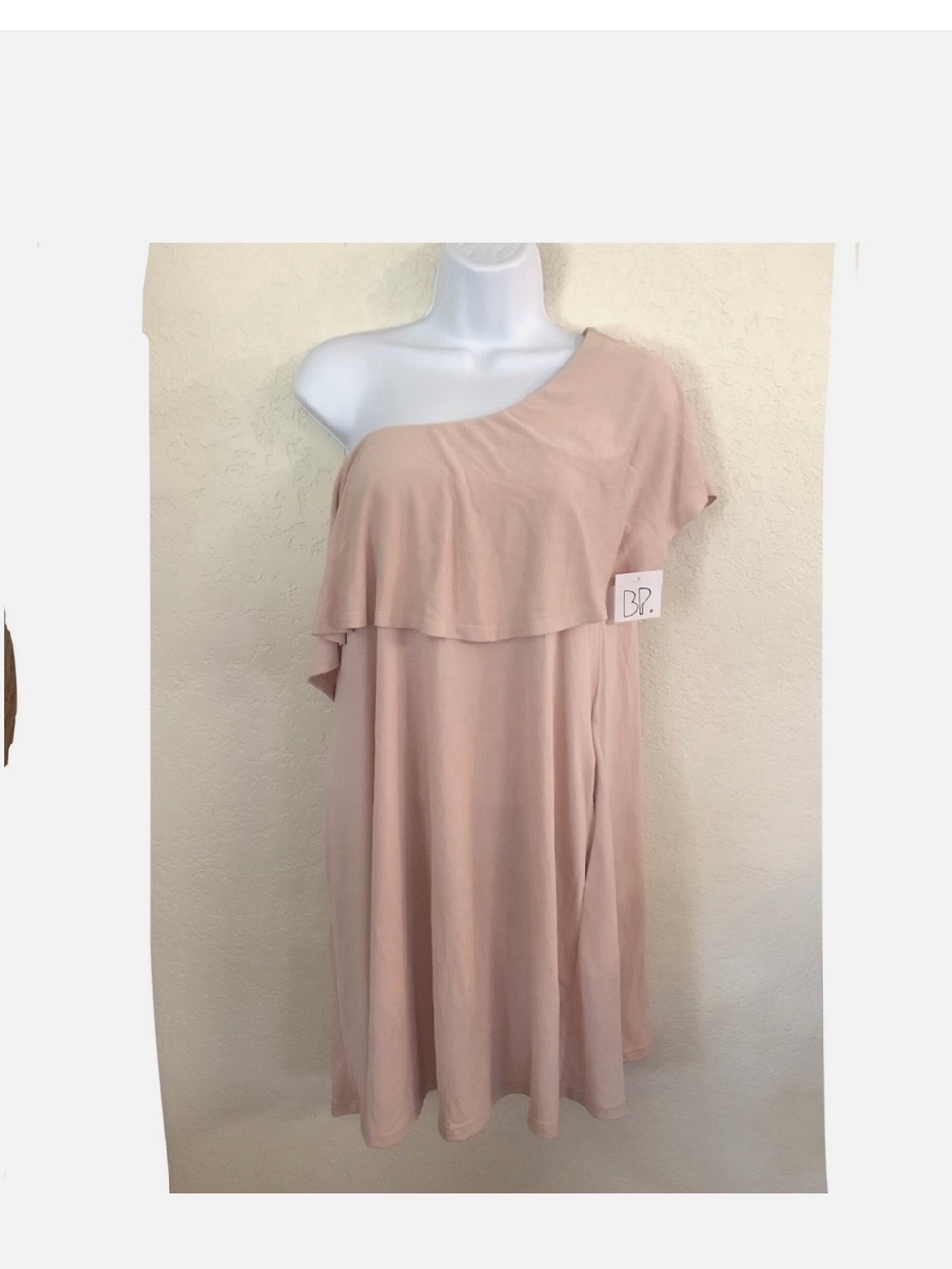 bp One-Shoulder Ruffle Dress in Blush